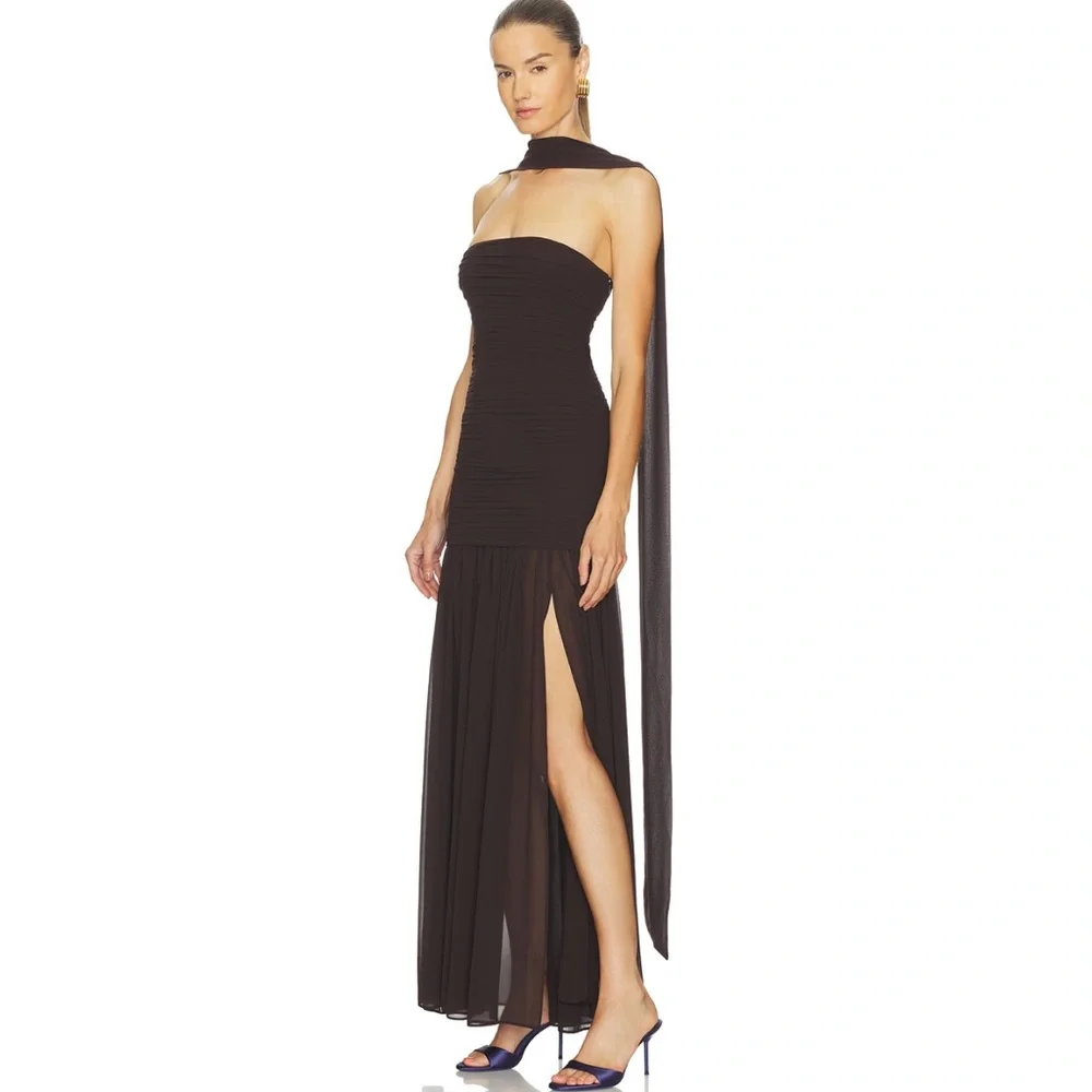 L'Academie Tia Gown in Brown Olive - Picture 4 of 10